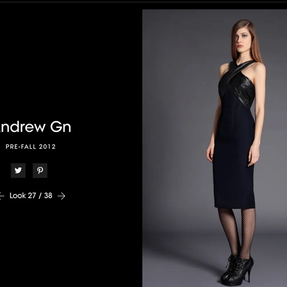 Andrew Gn PF2012 Lambskin & Wool Black dress - Picture 5 of 7